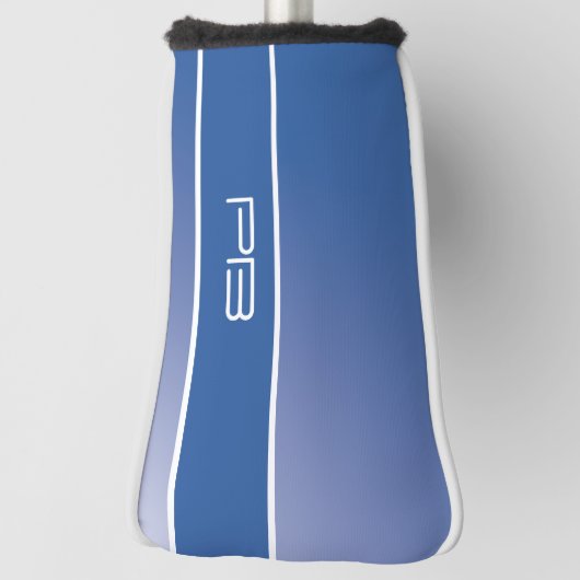 Cool Modern Golfer Initialen Gradient Royal Blue Golfheadcover (Draai 90)