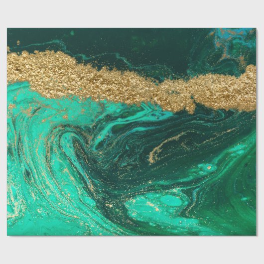 Cool Modern Green Gold Marble Stone Texture Cadeaupapier (Vlak)