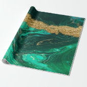 Cool Modern Green Gold Marble Stone Texture Cadeaupapier (Uitgerold)