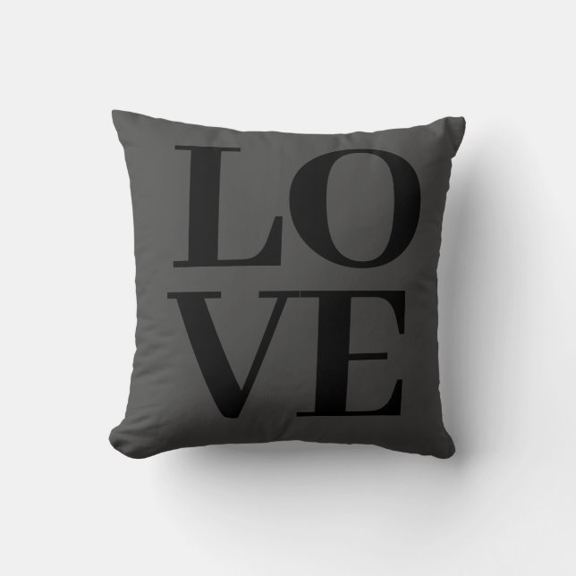 Cool Modern Grey Black Love Sierkussen (Voorkant)