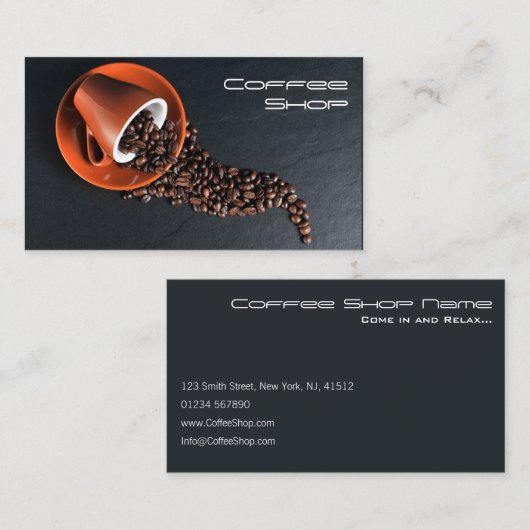 Cool Modern Grey Coffee Mok Foto - Visitekaartje (Voorkant / Achterkant)