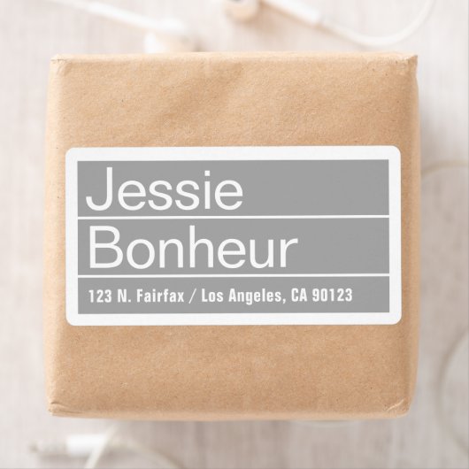 Cool Modern Grey Return-adres Etiket (Insitu)