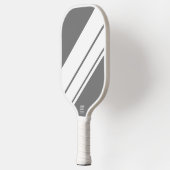 Cool Modern grijs brede witte schuine racestrepen Pickleball Paddle (Links)