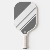 Cool Modern grijs brede witte schuine racestrepen Pickleball Paddle (Achterkant)