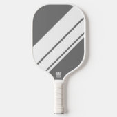 Cool Modern grijs brede witte schuine racestrepen Pickleball Paddle (Voorkant)