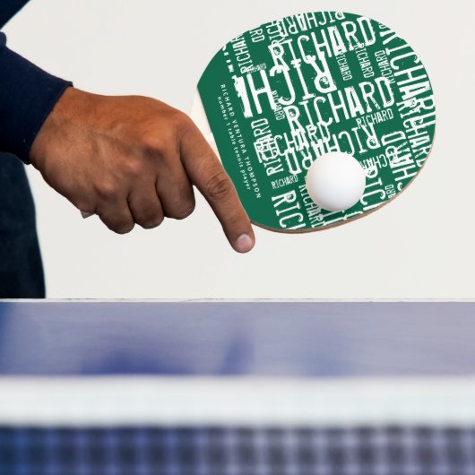 Cool Modern Groene Tafel-Tennis-Paddle met Naam Tafeltennisbatje (Insitu)
