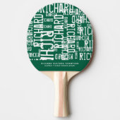Cool Modern Groene Tafel-Tennis-Paddle met Naam Tafeltennisbatje (Voorkant)