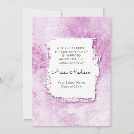 Cool Modern Grunge 2 Sided Photo Pink Paars Afstud Aankondiging (Achterkant)