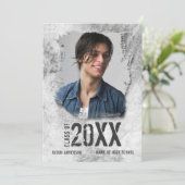 Cool Modern Grunge Double Sided Photo Afstuderen Aankondiging (Staand voorkant)