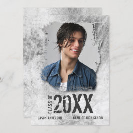 Cool Modern Grunge Double Sided Photo Afstuderen Aankondiging