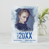 Cool Modern Grunge Double Sided Photo Blue Afstude Aankondiging (Staand voorkant)