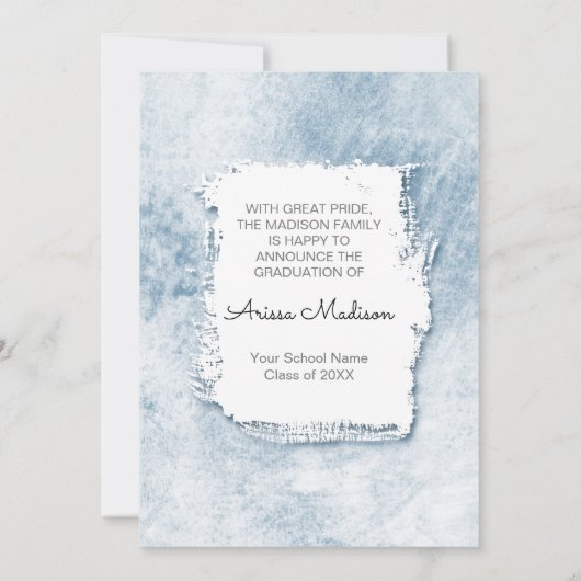 Cool Modern Grunge Double Sided Photo Blue Afstude Aankondiging (Achterkant)