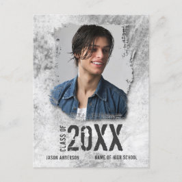 Cool Modern Grunge Photo Afstuderen Aankondiging Briefkaart