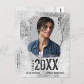 Cool Modern Grunge Photo Afstuderen Aankondiging Briefkaart (Voorkant / Achterkant)