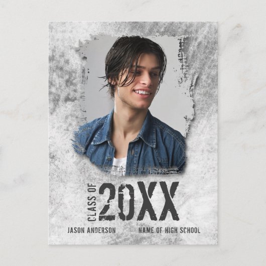 Cool Modern Grunge Photo Afstuderen Aankondiging Briefkaart (Voorkant)