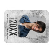 Cool Modern Grunge Photo Afstuderen Aankondiging Magneet (Horizontaal)