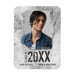 Cool Modern Grunge Photo Afstuderen Aankondiging Magneet