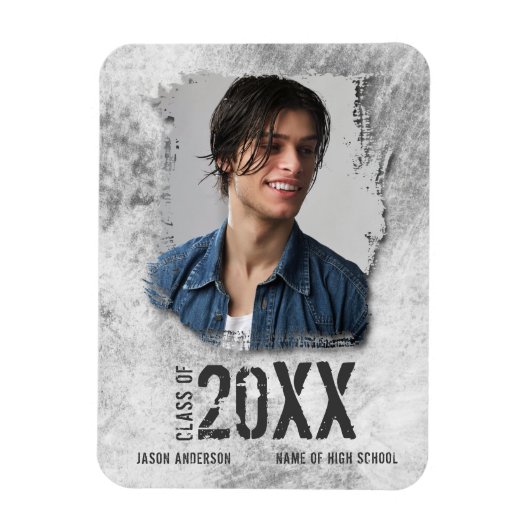 Cool Modern Grunge Photo Afstuderen Aankondiging Magneet (Verticaal)