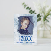 Cool Modern Grunge Photo Blue Afstudeerder Announo Briefkaart (Staand voorkant)