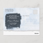 Cool Modern Grunge Photo Blue Afstudeerder Announo Briefkaart (Achterkant)