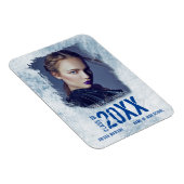 Cool Modern Grunge Photo Blue Afstudeerder Announo Magneet (Rechterzijde)