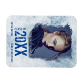 Cool Modern Grunge Photo Blue Afstudeerder Announo Magneet (Horizontaal)