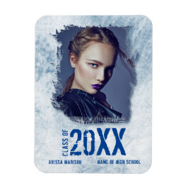 Cool Modern Grunge Photo Blue Afstudeerder Announo Magneet