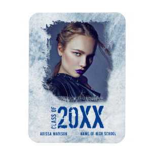Cool Modern Grunge Photo Blue Afstudeerder Announo Magneet