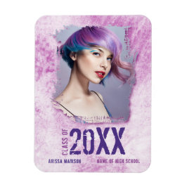 Cool Modern Grunge Photo Pink Paars Afstuderen Magneet