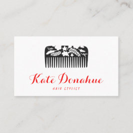 Cool Modern Haarstylist Floral Comb Haarsalon Visitekaartje