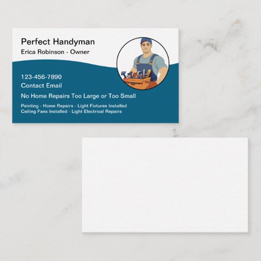 Cool Modern Handyman Visitekaartjes (Voorkant / Achterkant)