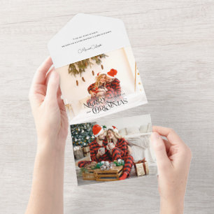 Cool Modern kerstfoto Foto All In One Uitnodiging