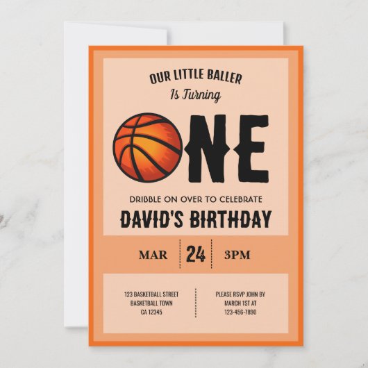 Cool Modern Klein Baller Basketbal 1e Verjaardag Kaart (Voorkant)