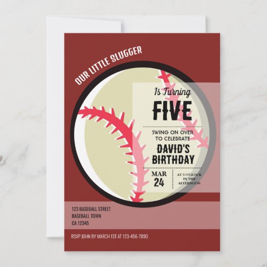 Cool Modern Klein Slugger Honkbal Verjaardag Kaart (Voorkant)