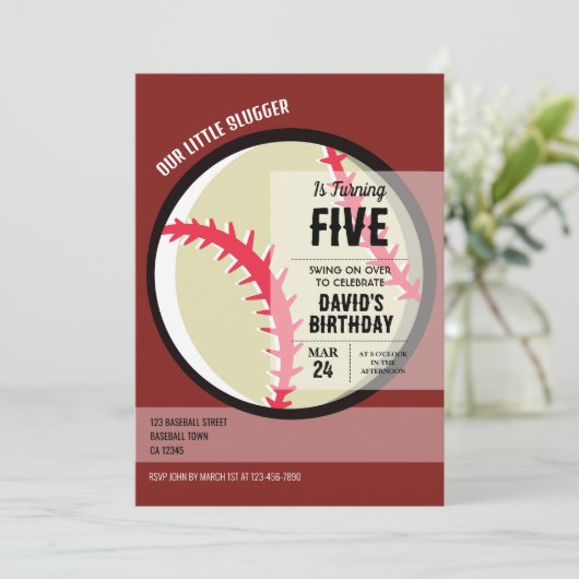 Cool Modern Klein Slugger Honkbal Verjaardag Kaart (Staand voorkant)