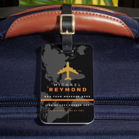 cool modern label reistas met aangepaste naam bagagelabel (Voorkant Insitu 2)