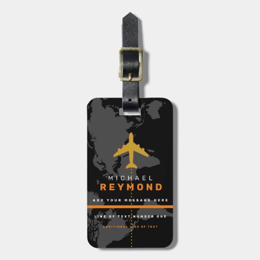 cool modern label reistas met aangepaste naam bagagelabel (Voorkant verticaal)