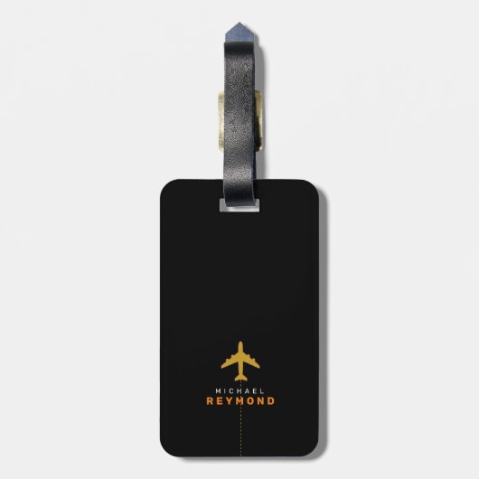 cool modern label reistas met aangepaste naam bagagelabel (Achterkant verticaal)