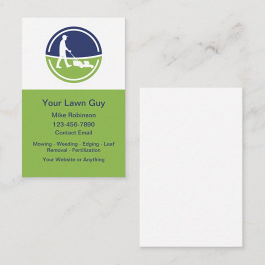 Cool Modern Lawn Service Vertical Business Cards Visitekaartje (Voorkant / Achterkant)