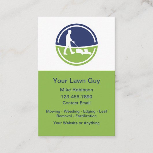 Cool Modern Lawn Service Vertical Business Cards Visitekaartje (Voorkant)