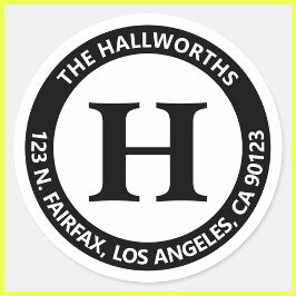 Cool Modern Legible Zwart & Wit Retouradres Ronde Sticker