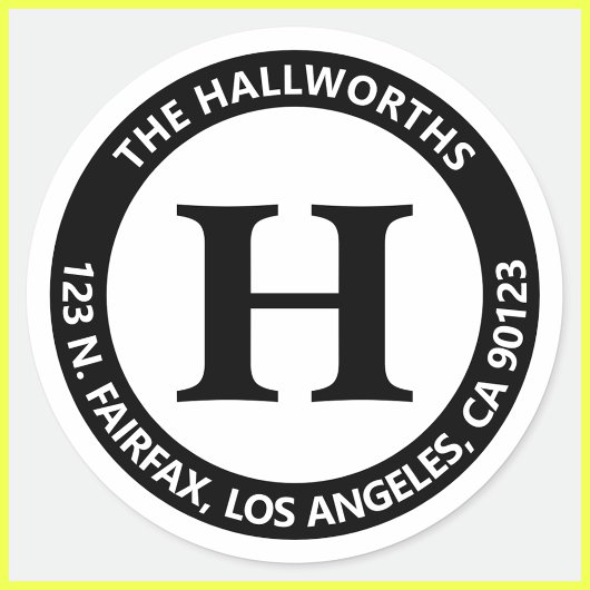 Cool Modern Legible Zwart & Wit Retouradres Ronde Sticker