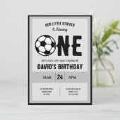 Cool Modern Little Striker Voetbal 1e Verjaardag Kaart (Staand voorkant)