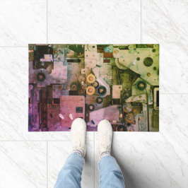 Cool Modern Machinery Steampunk Geeky Pink Green Deurmat