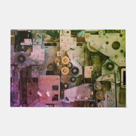 Cool Modern Machinery Steampunk Geeky Pink Green Deurmat