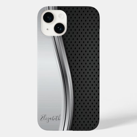 Cool Modern Metallic Silver Black Case-Mate iPhone Case (Achterkant)