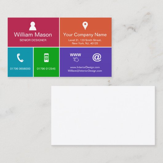 Cool modern metrostijlontwerp - Visitekaartje (Voorkant / Achterkant)