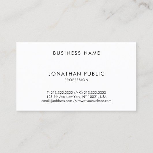 Cool Modern Minimalist Clean Elegant Golden Plain Visitekaartje (Achterkant)