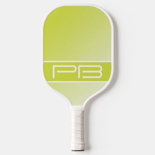 Cool modern minimalistisch initiële gradiënt groen pickleball paddle (Voorkant)