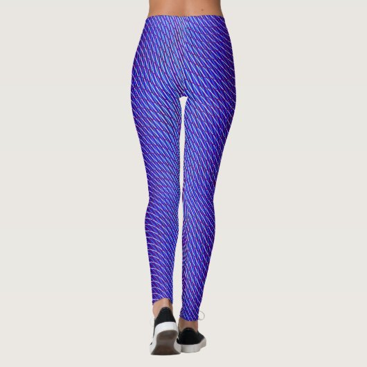    Cool & Modern Moiré Effect Abstract Blauw Paars Leggings (Achterkant)